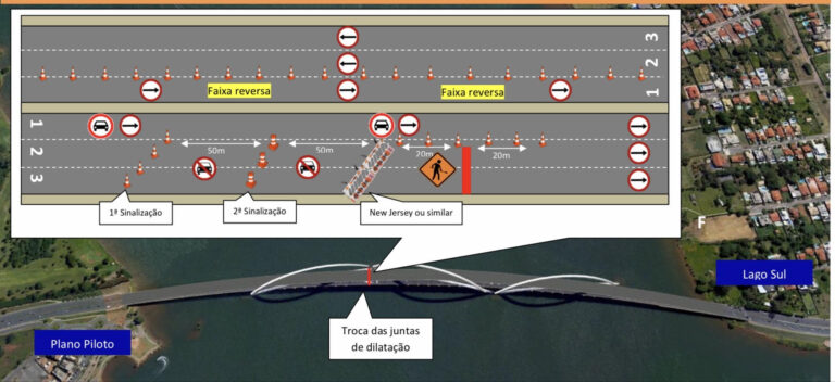 Ponte JK terá faixa reversa neste fim de semana